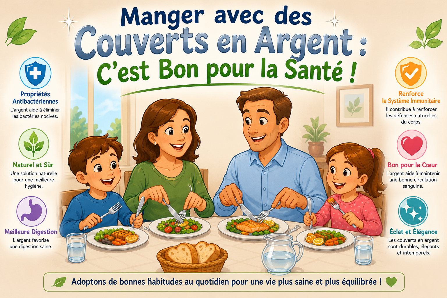 Manger avec des couverts en argent